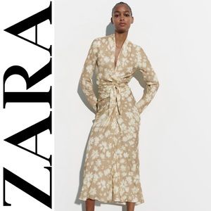 NWT Zara Printed Wrap Dress Size Small